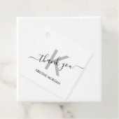 Hartelijk dank voor het zilvergrijze monogram-scri bedankjes labels (In situ)