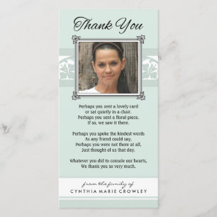 Hartelijk dank voor Memorial Light Green & White-f Bedankkaart