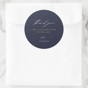 Hartelijk dank voor modern script blauw ronde sticker