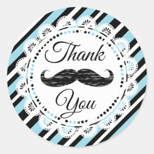Hartelijk dank voor Mustache Blue en Black Sticker