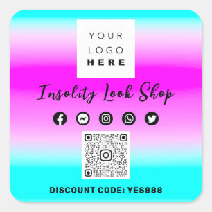 Hartelijk dank voor QRCODE Logo Korting Code roze Vierkante Sticker