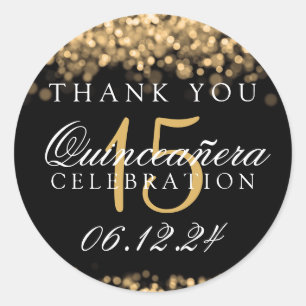 Hartelijk dank voor Quinceanera Birthday Party Gol Ronde Sticker