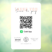 Hartelijk dank voor Scannen naar Logo QR Code Cash Raamsticker (Vel 3)