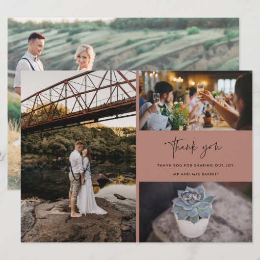 Hartelijk dank voor Terracotta Photo Collage Weddi (Voorkant / Achterkant)