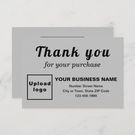 Hartelijk dank voor uw aankoop - Grijze platte kaa Bedankkaart (Voorkant / Achterkant)
