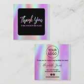 Hartelijk dank voor uw aankoop, holografisch en zw vierkante visitekaartje (Voorkant / Achterkant)