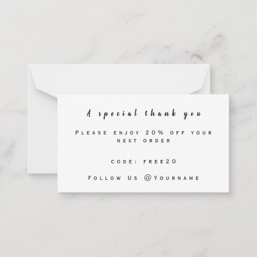 Hartelijk dank voor uw aankoop - modern, minimaal  notitiekaartje (Achterkant)