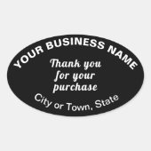 Hartelijk dank voor uw aankoop op de zwarte ovale  ovale sticker (Voorkant)