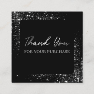 Hartelijk dank voor uw aankoop Silver Glitter Blac Vierkante Visitekaartje