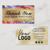 Hartelijk dank voor uw aankoopkaarten Gold en inkt Visitekaartje (Voorkant / Achterkant)