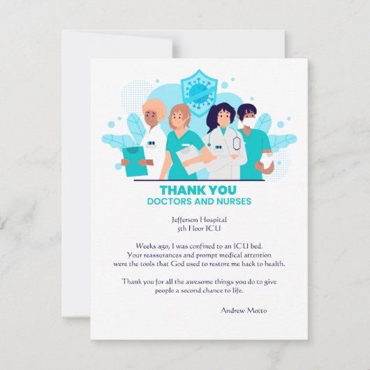Hartelijk dank voor uw artsen en verpleegkundigen bedankkaart (Voorkant)