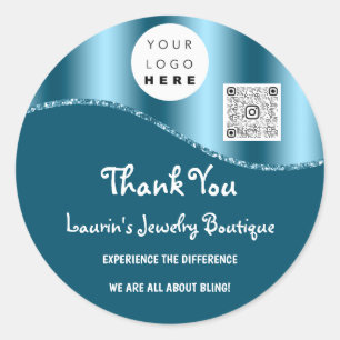 Hartelijk dank voor uw bedrijfsnaam Logo Qr-code b Ronde Sticker