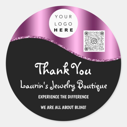 Hartelijk dank voor uw bedrijfsnaam Logo Qr Code P Ronde Sticker (Voorkant)