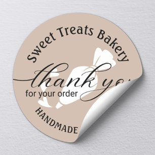 Hartelijk dank voor uw bestelling Cute Beige Cake Ronde Sticker