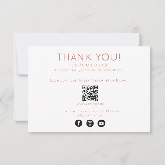 Hartelijk dank voor uw bestelling en uw zakelijke  bedankkaart (Achterkant)