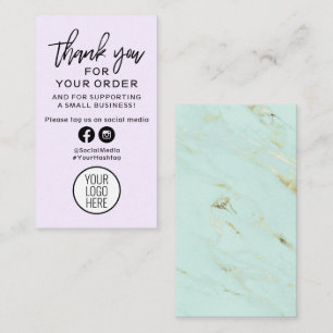 Hartelijk dank voor uw bestelling Paars en Mint Ma Visitekaartje