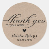 Hartelijk dank voor uw bestelling Rustic Kraft Bus Ronde Sticker (Voorkant)