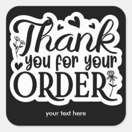 Hartelijk dank voor uw bestelsticker vierkante sticker