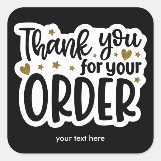 Hartelijk dank voor uw bestelsticker vierkante sticker (Voorkant)