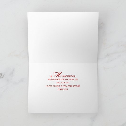 Hartelijk dank voor uw bevestiging Gift Gold & Red Bedankkaart (Binnen)