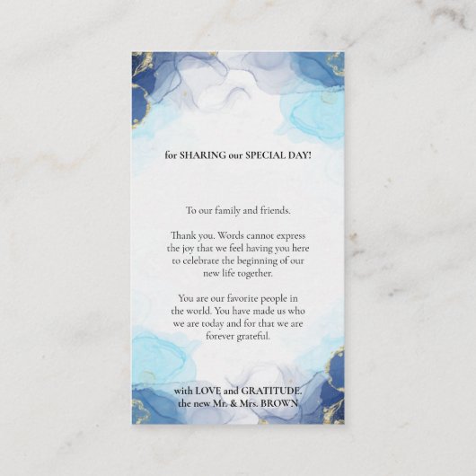 Hartelijk dank voor uw blauwe handtekening informatiekaartje (Achterkant)