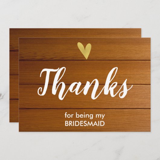 Hartelijk dank voor uw Bridesmaid-kaart | Barn Woo Bedankkaart (Voorkant / Achterkant)
