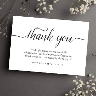 Hartelijk dank voor uw briefkaart Bereavement