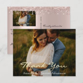 Hartelijk dank voor uw bruiloft met foto Gold Scri Briefkaart (Voorkant / Achterkant)