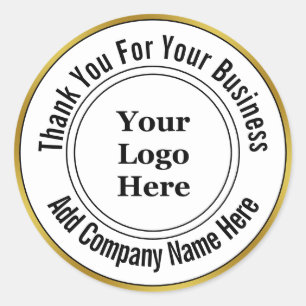 Hartelijk dank voor uw Business Gold White Uw Logo Ronde Sticker