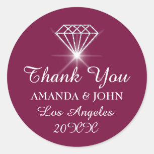 Hartelijk dank voor uw diamantnaam Wedding Bridal Ronde Sticker