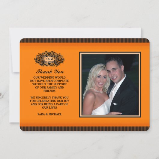 Hartelijk dank voor uw fotokaart - Oranje en zwart Bedankkaart (Voorkant)