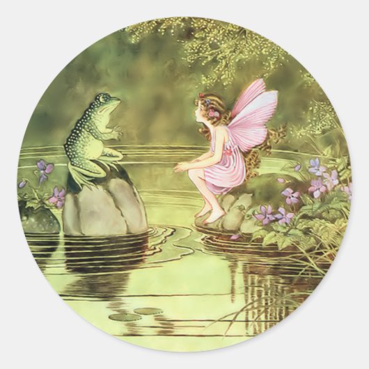 Hartelijk dank voor uw kaart met Fairy en Frog Ronde Sticker (Voorkant)