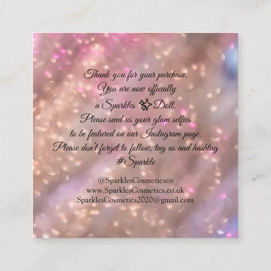 Hartelijk dank voor uw Roos Aankoop Aanmaakprogram Vierkante Visitekaartje (Achterkant)