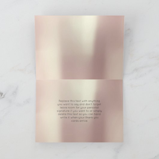 Hartelijk dank voor uw roze roze roodbruin bedankkaart (Binnen)