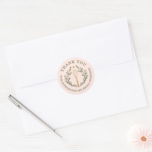 Hartelijk dank voor uw roze zakbankierbakkerij-wit ronde sticker (Envelop)