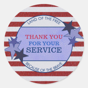 Hartelijk dank voor uw serviceveteranen, bijtend l ronde sticker
