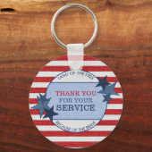 Hartelijk dank voor uw serviceveteranen Rustic Den Sleutelhanger (Voorkant)