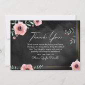 Hartelijk dank voor uw sympathie Zwarte & Roze Flo Bedankkaart (Achterkant)