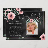 Hartelijk dank voor uw sympathie Zwarte & Roze Flo Bedankkaart (Voorkant / Achterkant)