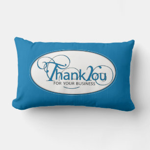 Hartelijk dank voor uw zakelijke, blauw script kussen