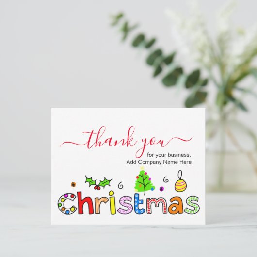 Hartelijk dank voor uw zakelijke kerstdagen briefkaart (Staand voorkant)