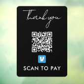 Hartelijk dank voor Venmo QR-codescan naar Moderne Raamsticker (Vel 3)