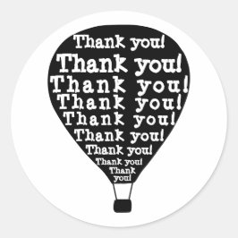 Hartelijk dank voor Word Art Hot Air ballon Black Ronde Sticker