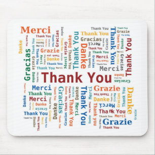 Hartelijk dank voor Word Cloud in 5 talen - Multic Muismat