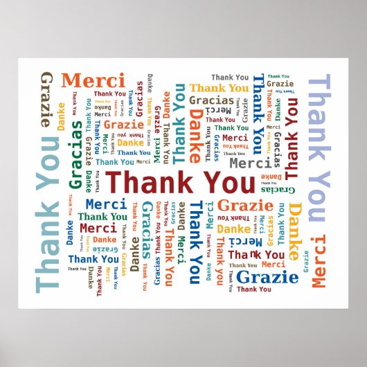 Hartelijk dank voor Word Cloud in 5 talen - Multic Poster (Voorkant)