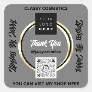 Hartelijk dank voor zakelijke QR-code Logo Golden Vierkante Sticker