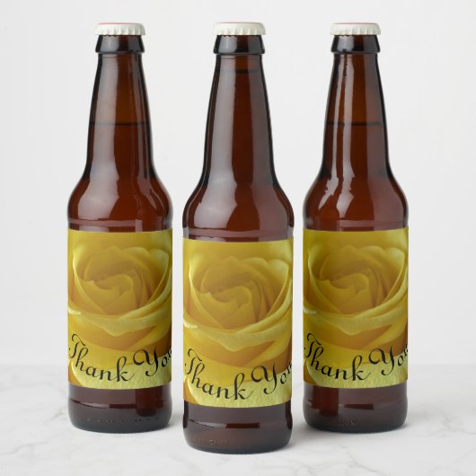 Hartelijk dank. Vriendschap Gele Rose Foto Floral Bier Etiket (Flessen)