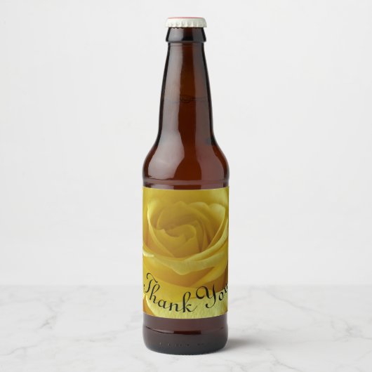 Hartelijk dank. Vriendschap Gele Rose Foto Floral Bier Etiket (Voorkant)