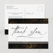 Hartelijk dank Waterverf Gold Elegant Briefkaart (Voorkant / Achterkant)