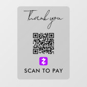 Hartelijk dank: Zelle QR-code scannen naar moderne Raamsticker (Vel)